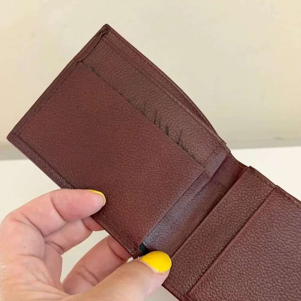 Pierre Cardin Bifold Wallet OS Dark Red Cowhide Leather Vintage Classic Luxury